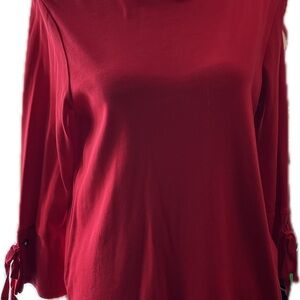 J. Jill Pima Tie-Sleeve Tee Red Women’s Size Small NWOT